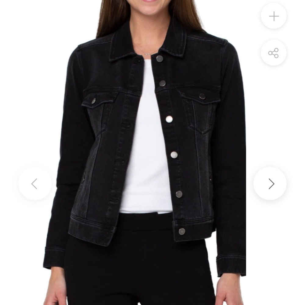 Liverpool stretchy black denim jacket. Size M.